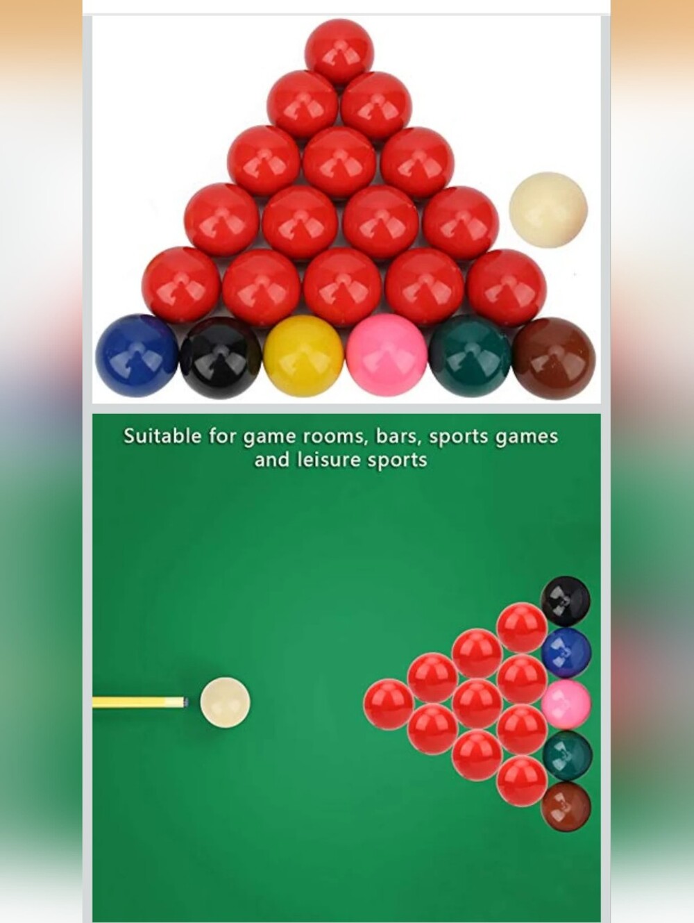 Complete Snooker Ball Set 22 Balls Red Colored Balls Cue Ball Game Room Billiard